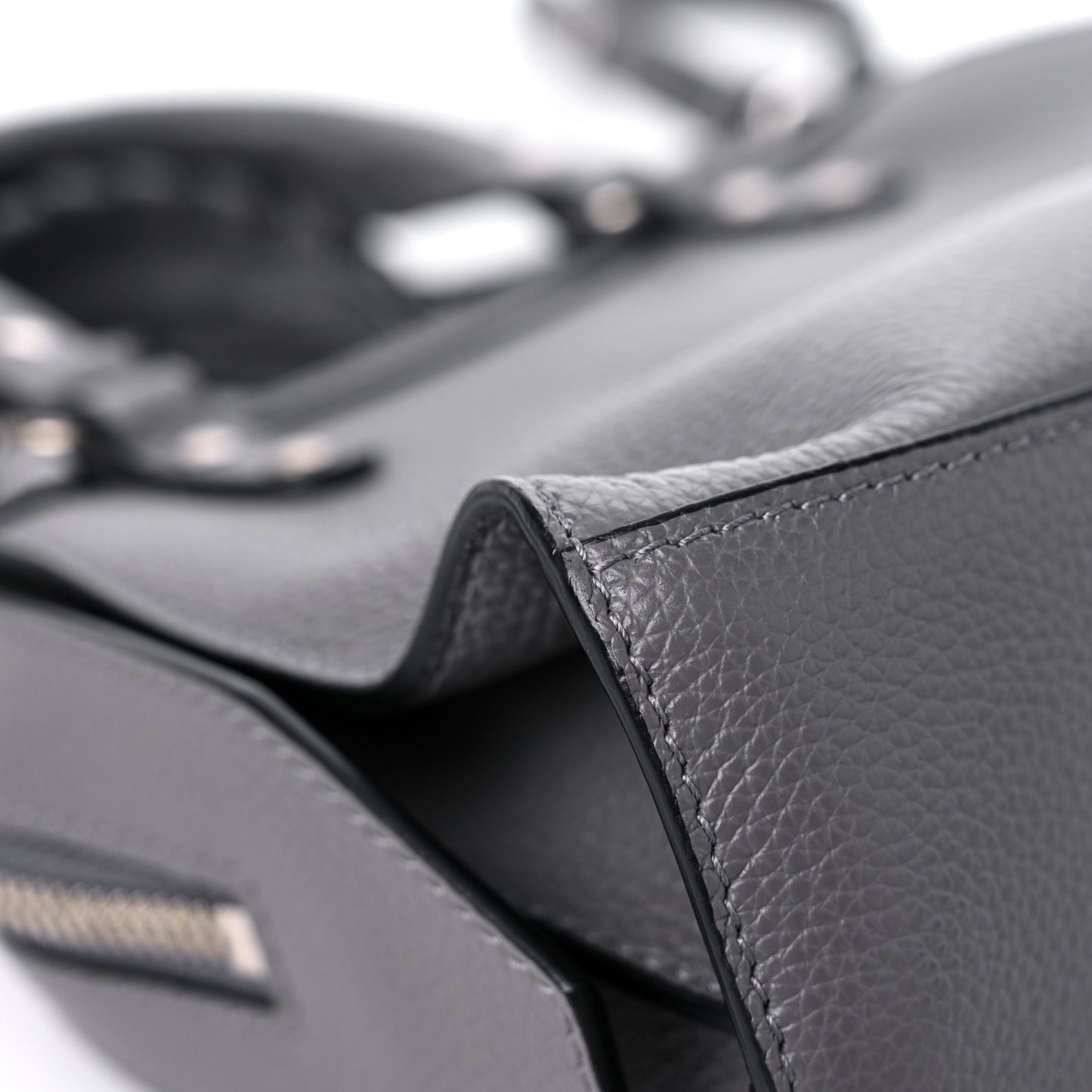 Grained Calfskin Neo Classic Silver Hardware Mini City Dark Grey