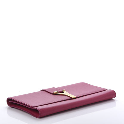 Saint Laurent Textured Calfskin Y Ligne Clutch Fuchsia 4 of 9