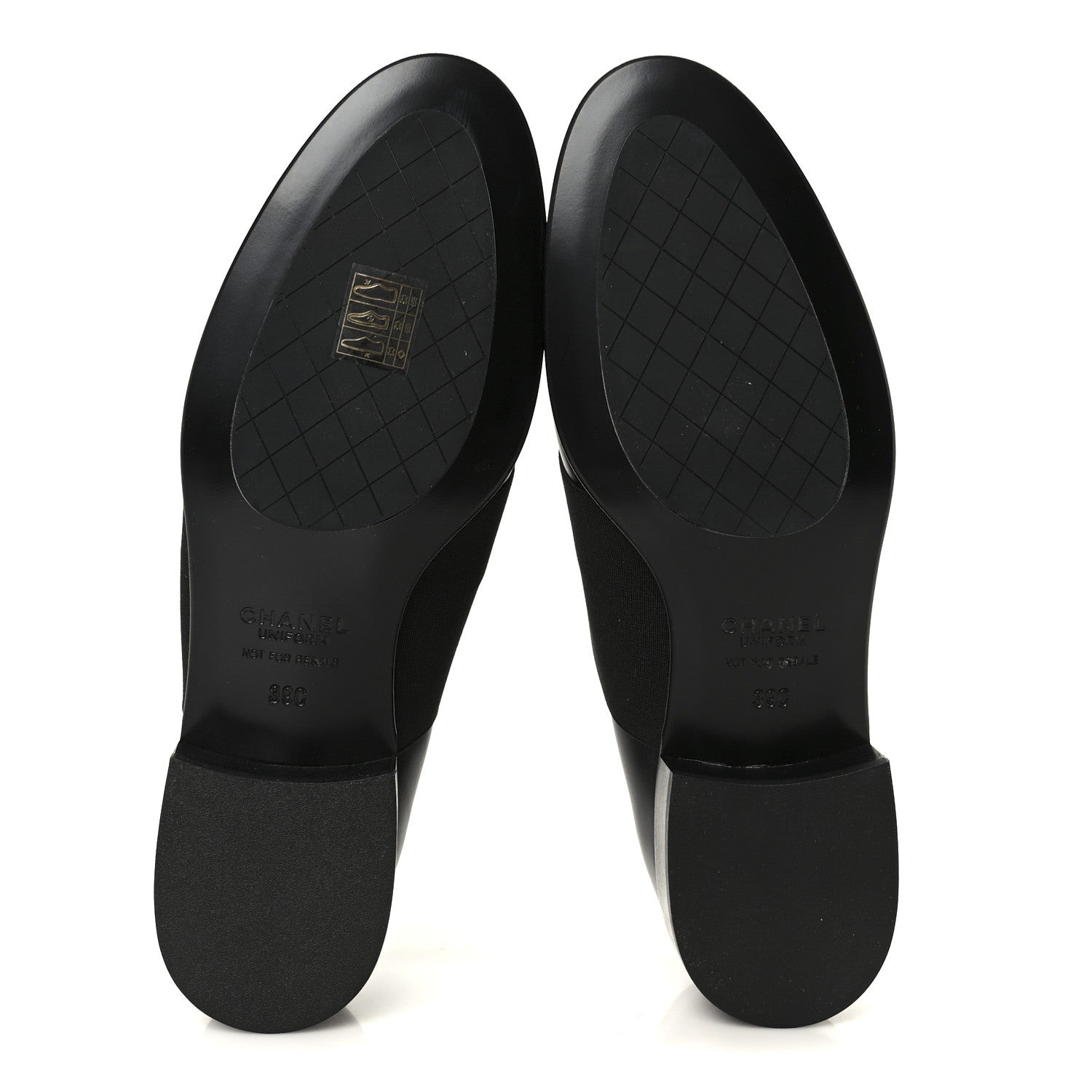 Chanel Calfskin Elastic Lace Up Cap Toe CC Loafers 39 Black 6 of 9