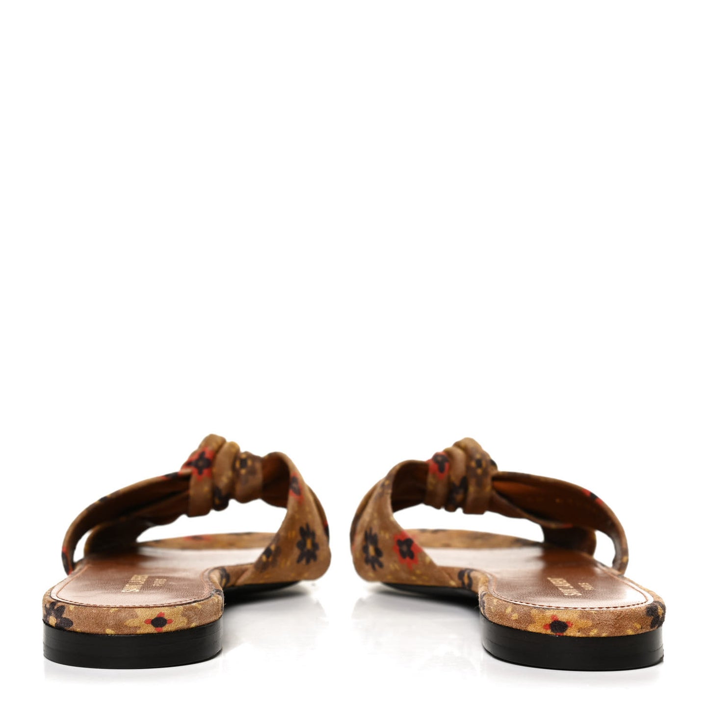 Bianca Floral Suede Slide Sandals 39 Beige Multicolor