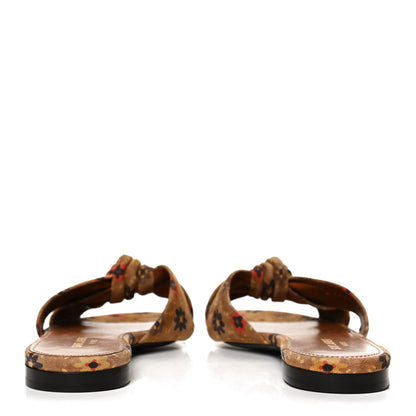 Saint Laurent Bianca Floral Suede Slide Sandals 39 Beige Multicolor 6 of 10