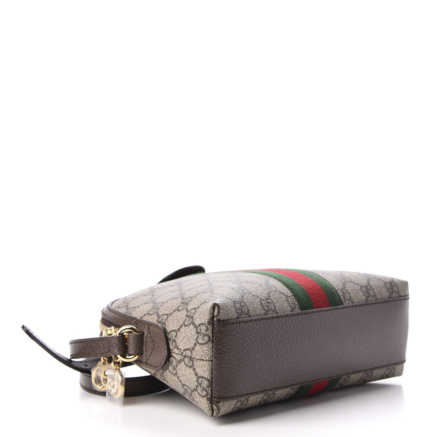 Gucci GG Supreme Monogram Textured Dollar Calfskin Web Small Ophidia Dome Shoulder Bag Beige Ebony New Acero 4 of 10
