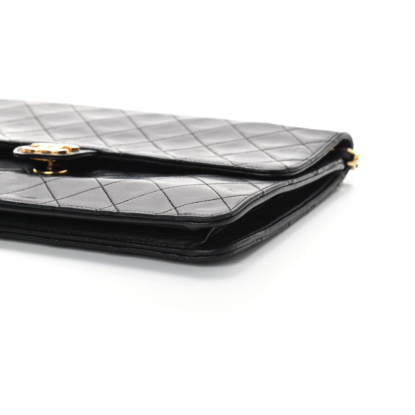 Lambskin Quilted Jumbo Single Flap Black