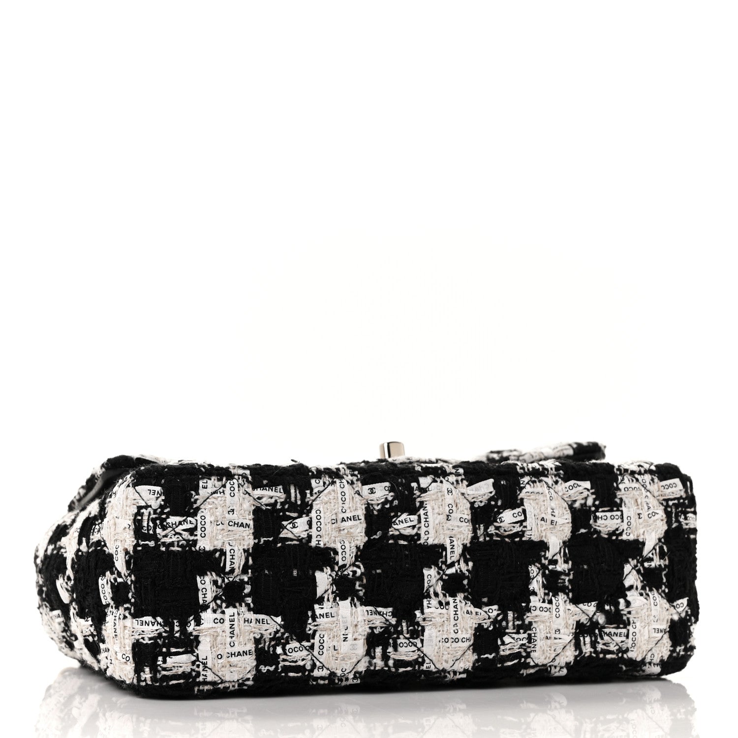 Chanel Tweed Quilted Mini Rectangular Flap Black Ecru White 4 of 9