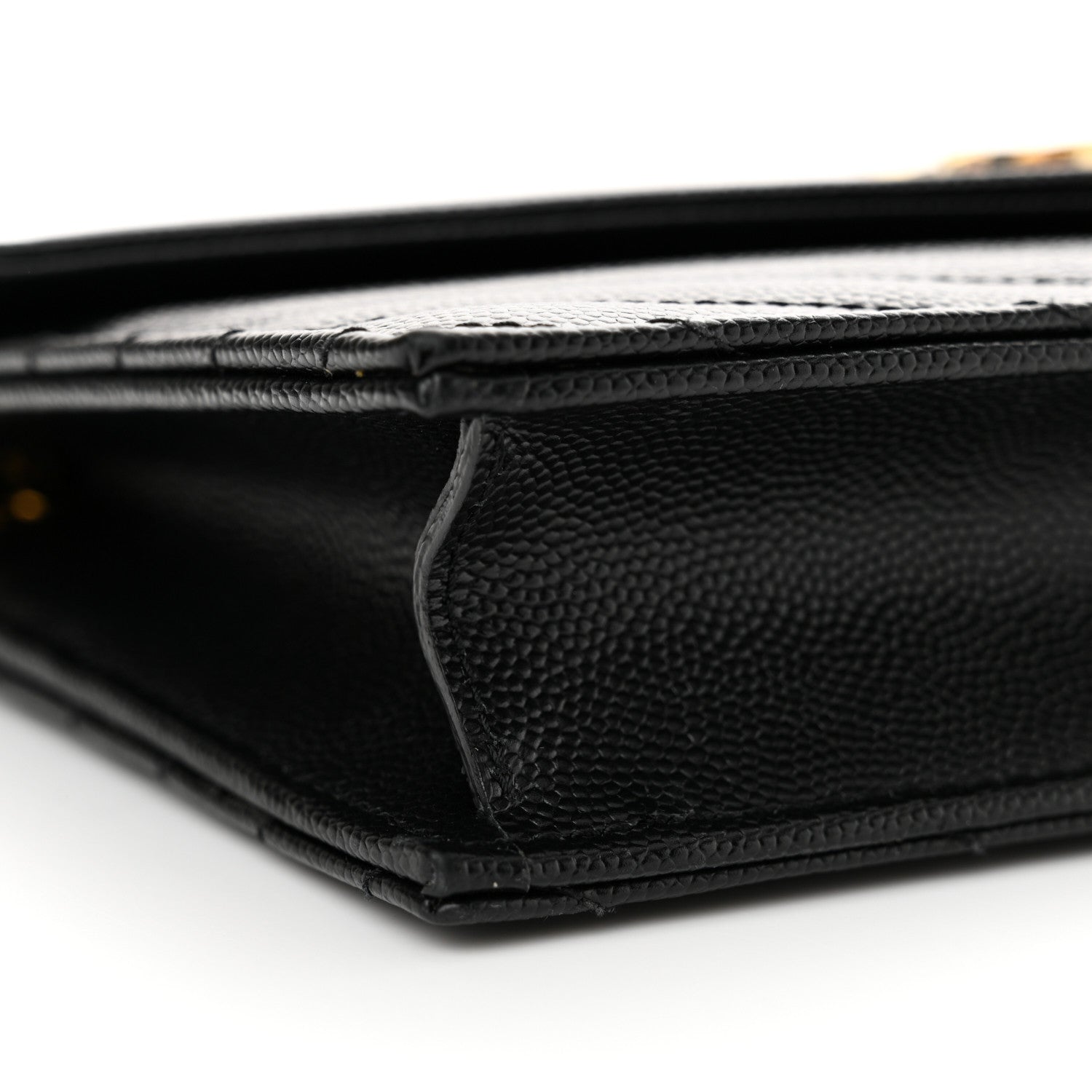 Saint Laurent Grain De Poudre Matelasse Chevron Monogram Envelope Chain Wallet Black 9 of 12