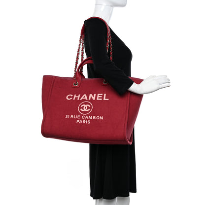 Chanel Canvas Medium Deauville Tote Red 2 of 12