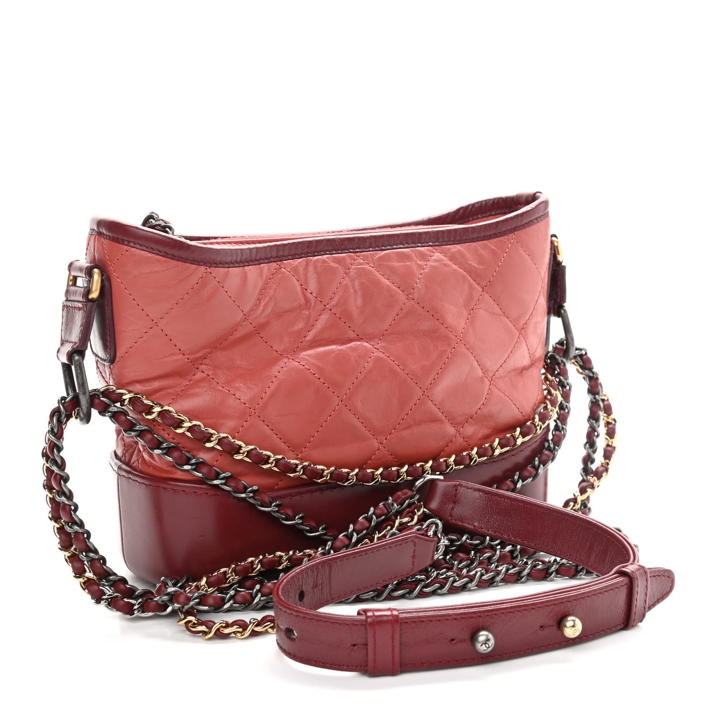 Aged Calfskin Quilted Small Gabrielle Hobo Red
