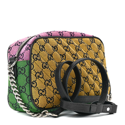 Gucci Monogram Multicolor Matelasse Diagonal Small GG Marmont Chain Shoulder Bag Red Blue Yellow Green Pink 3 of 11