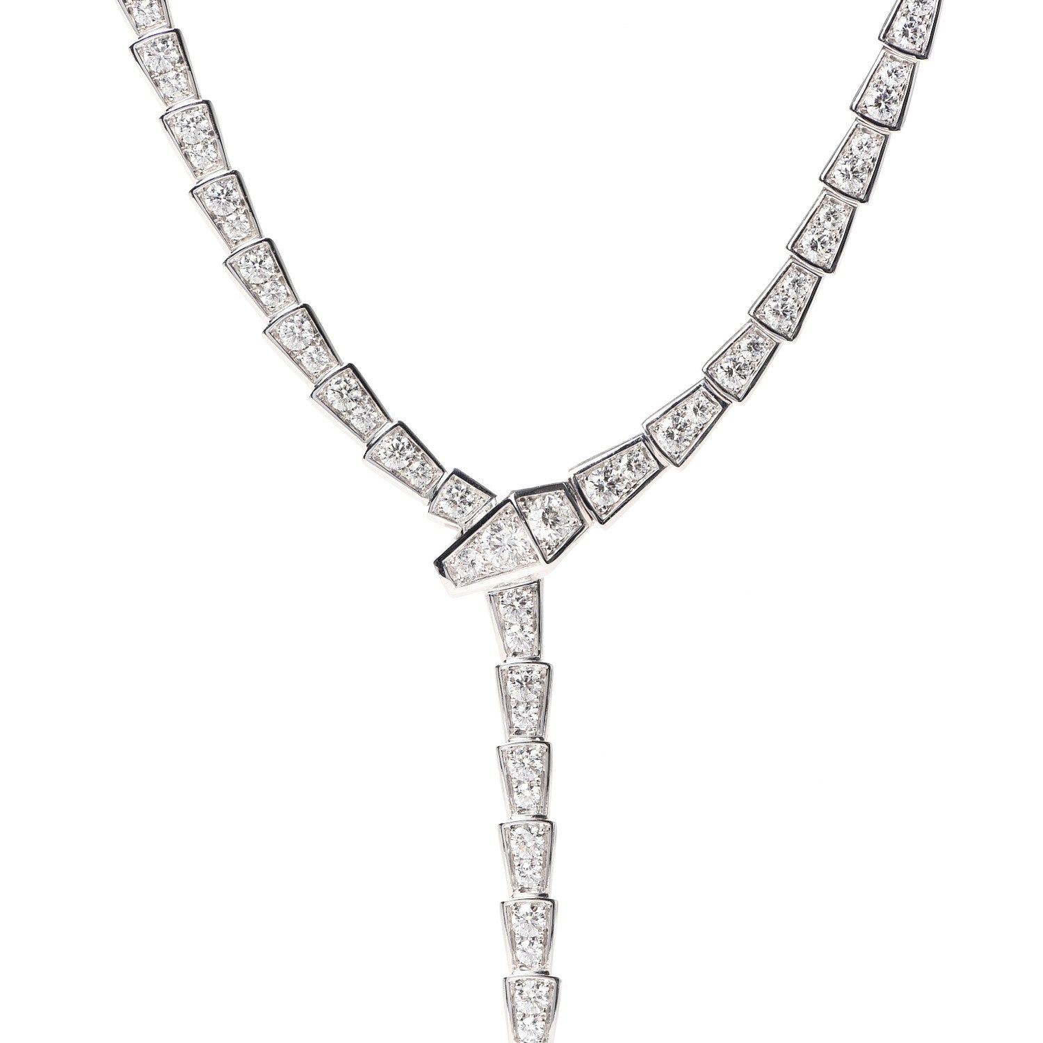 Bulgari 18K White Gold Diamond Serpenti Viper Slim Pave Necklace 8 of 16