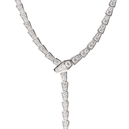 Bulgari 18K White Gold Diamond Serpenti Viper Slim Pave Necklace 8 of 16