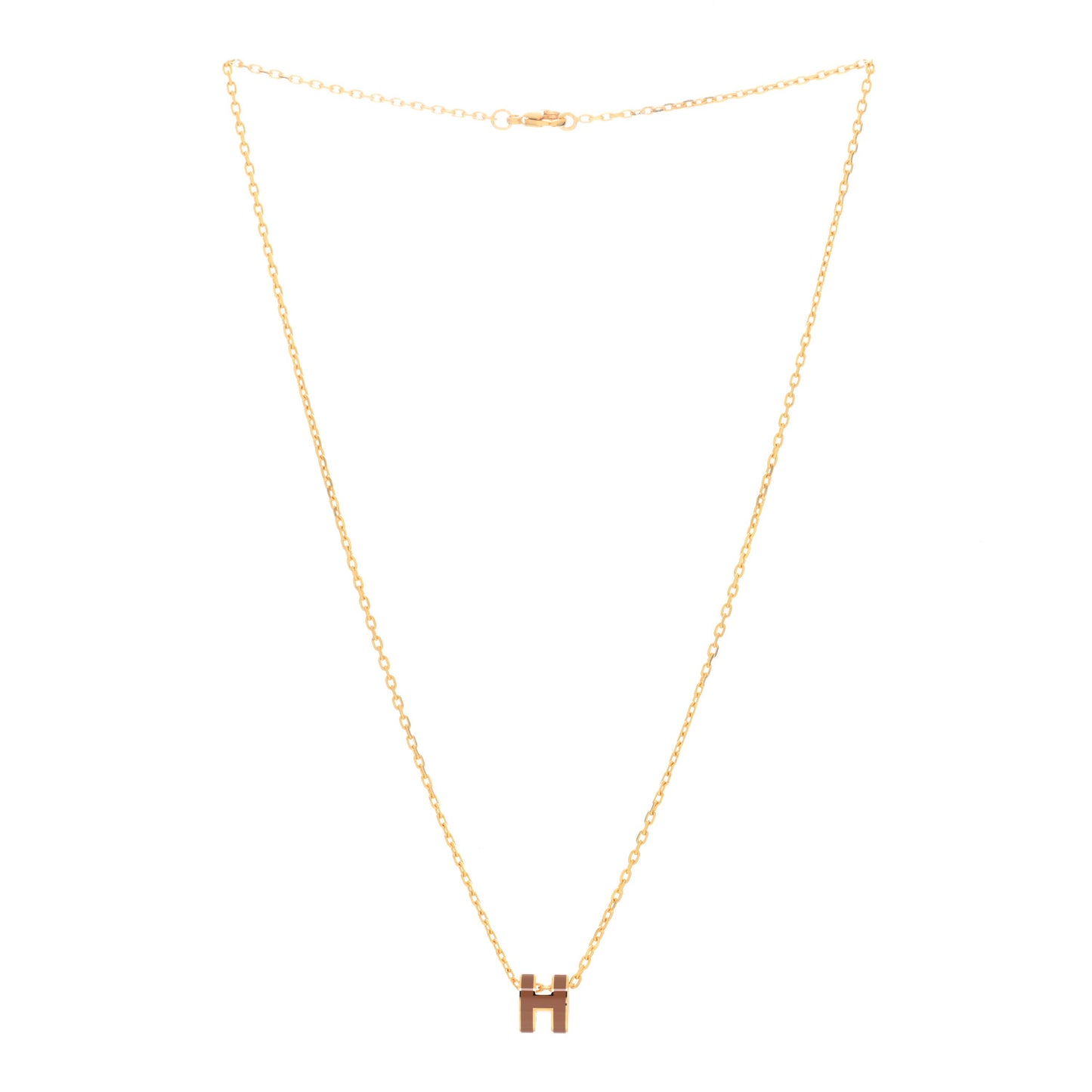 Lacquered Rose Gold Mini Pop H Pendant Necklace New Gold