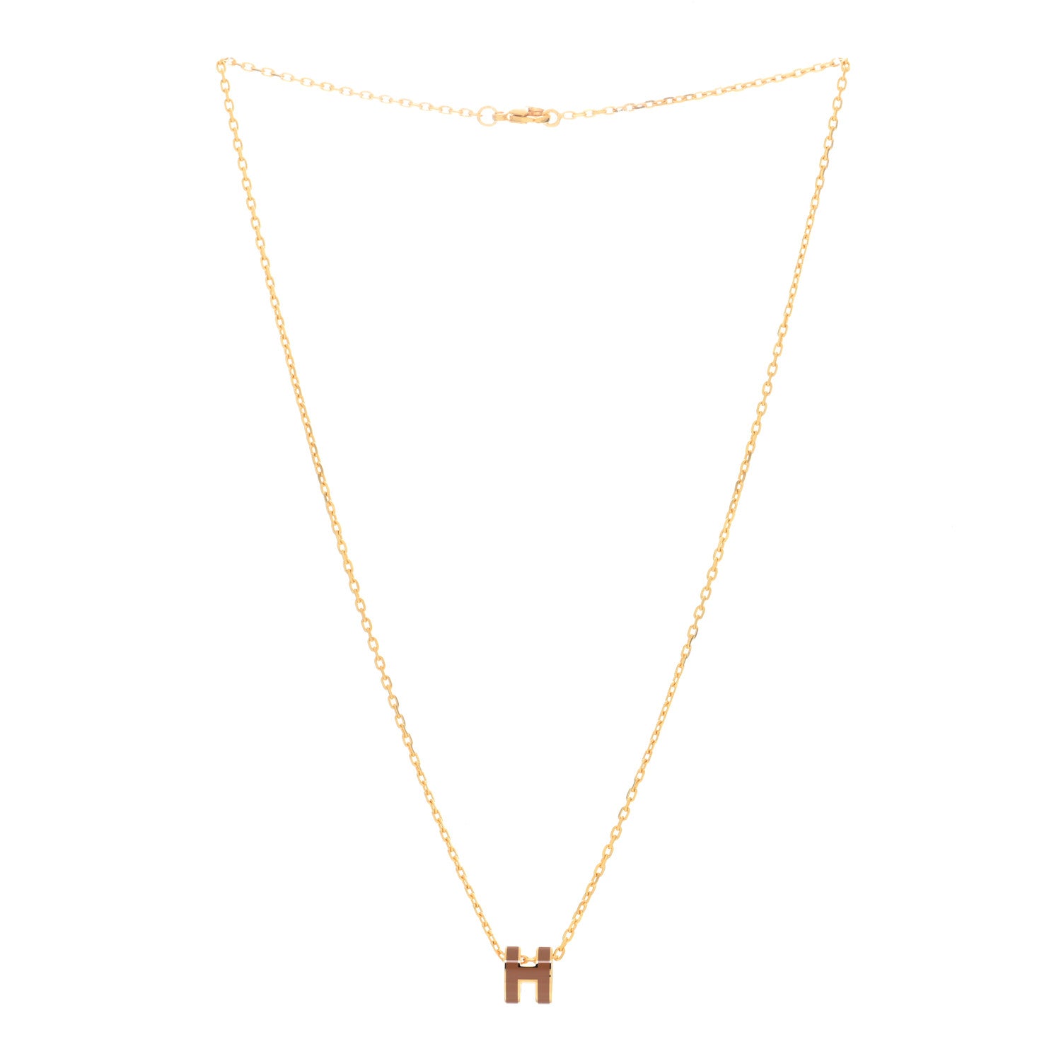 Hermes Lacquered Rose Gold Mini Pop H Pendant Necklace New Gold 2 of 5