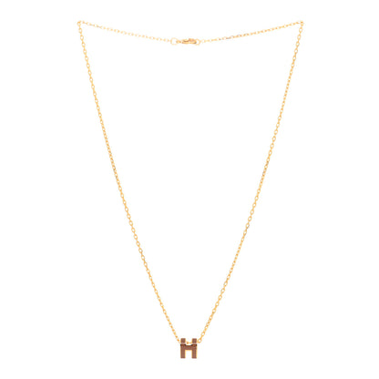 Hermes Lacquered Rose Gold Mini Pop H Pendant Necklace New Gold 2 of 5