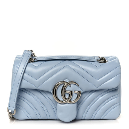 Gucci Lambskin Matelasse Small GG Marmont Shoulder Bag Porcelain Light Blue 1 of 11
