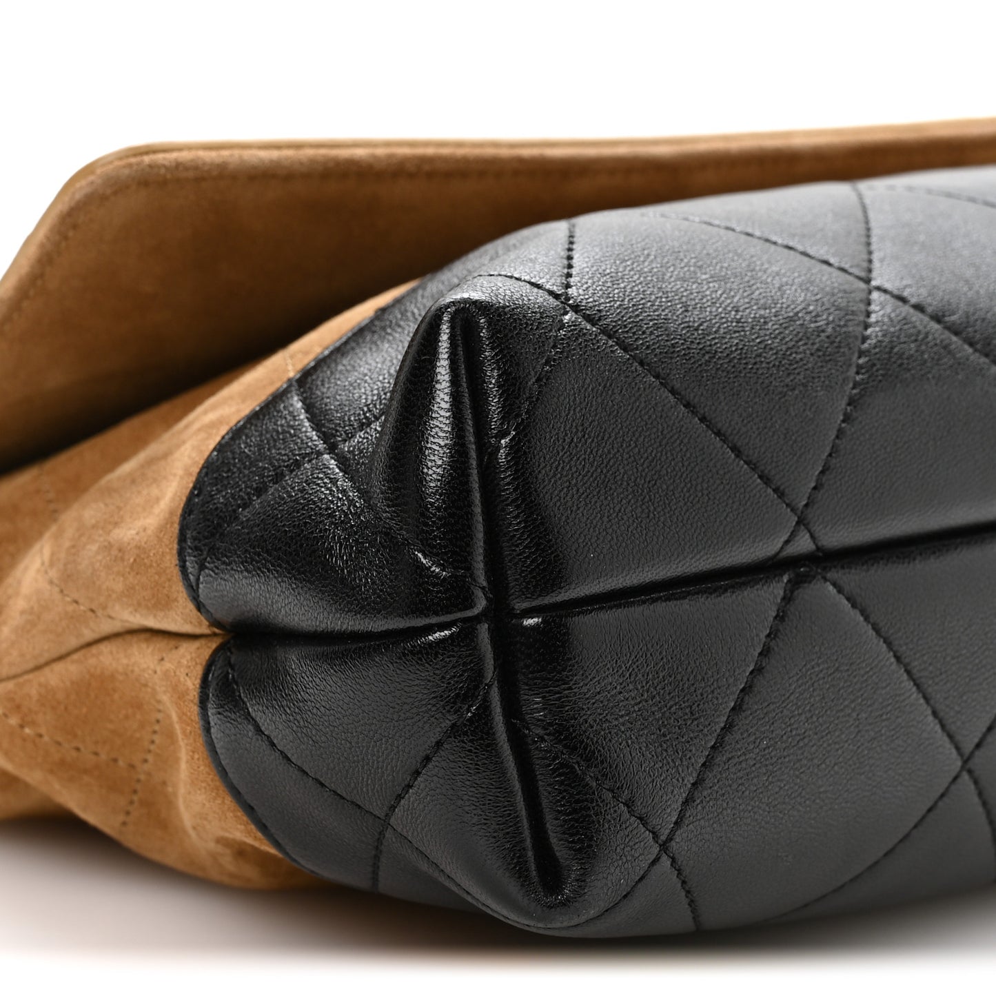 Suede Calfskin Shiny Lambskin Quilted Coco Base Flap Top Handle Bag  Beige Black