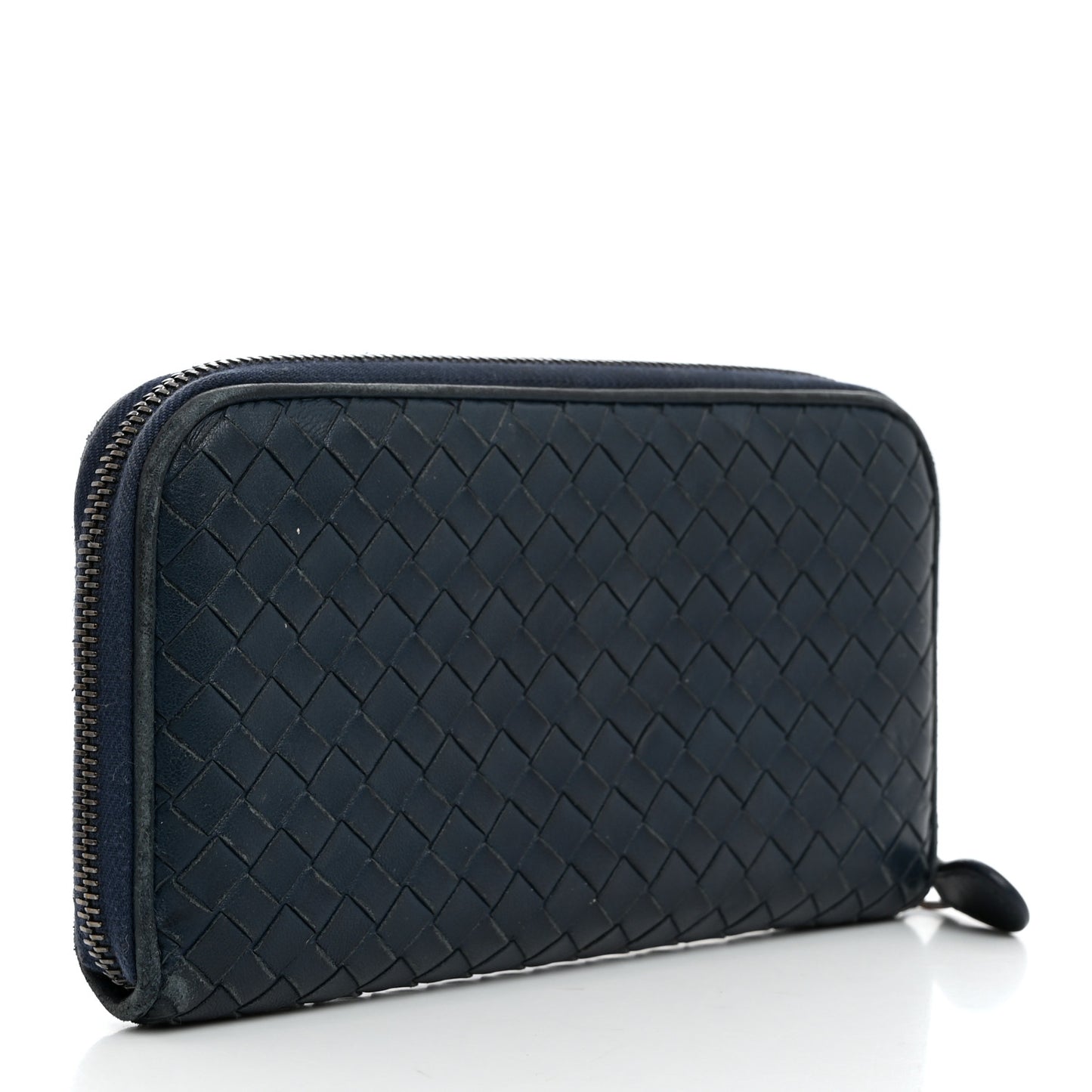 Nappa Intrecciato Zip Around Wallet Blue