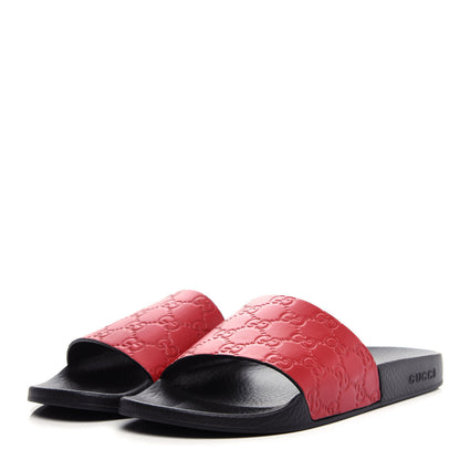 Gucci Guccissima Signature Womens Slide Sandals 41 Hibiscus Red 3 of 11