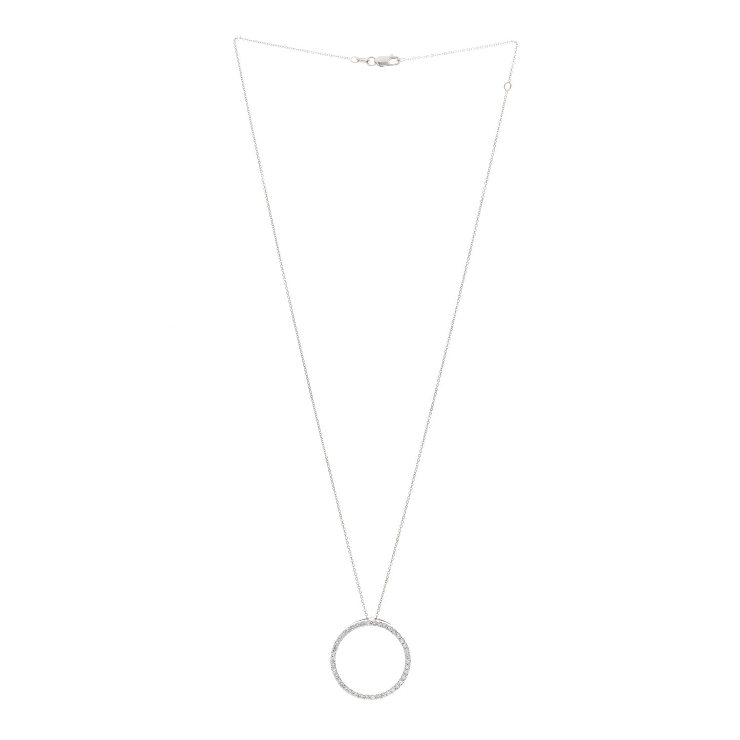 18K White Gold Diamond .70ctw Circle Pendant Necklace