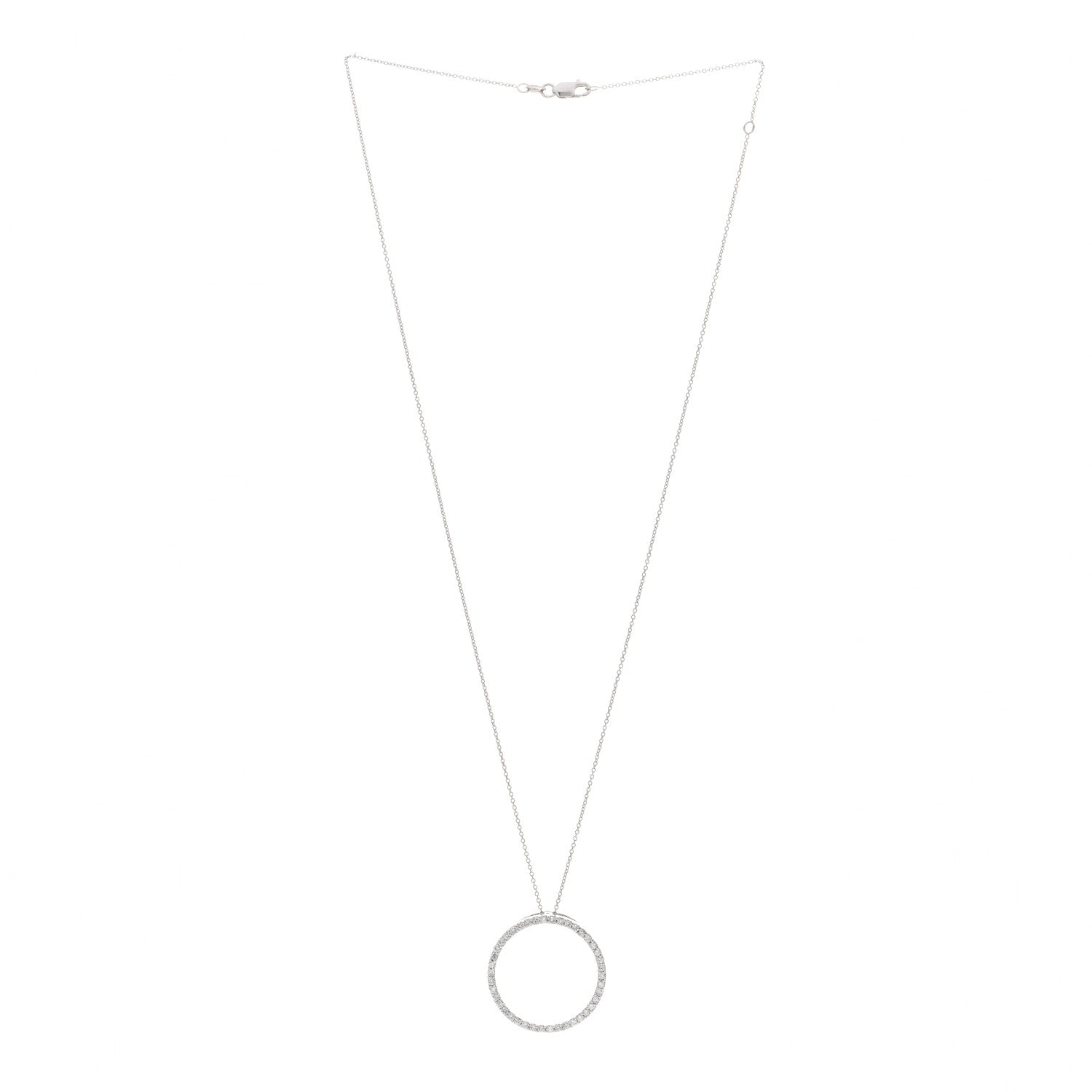 Roberto Coin 18K White Gold Diamond .70ctw Circle Pendant Necklace 3 of 4