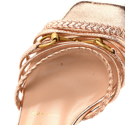 Gucci Metallic Nappa Braided Ketty Horsebit Sandals 36 Salmone 9 of 9