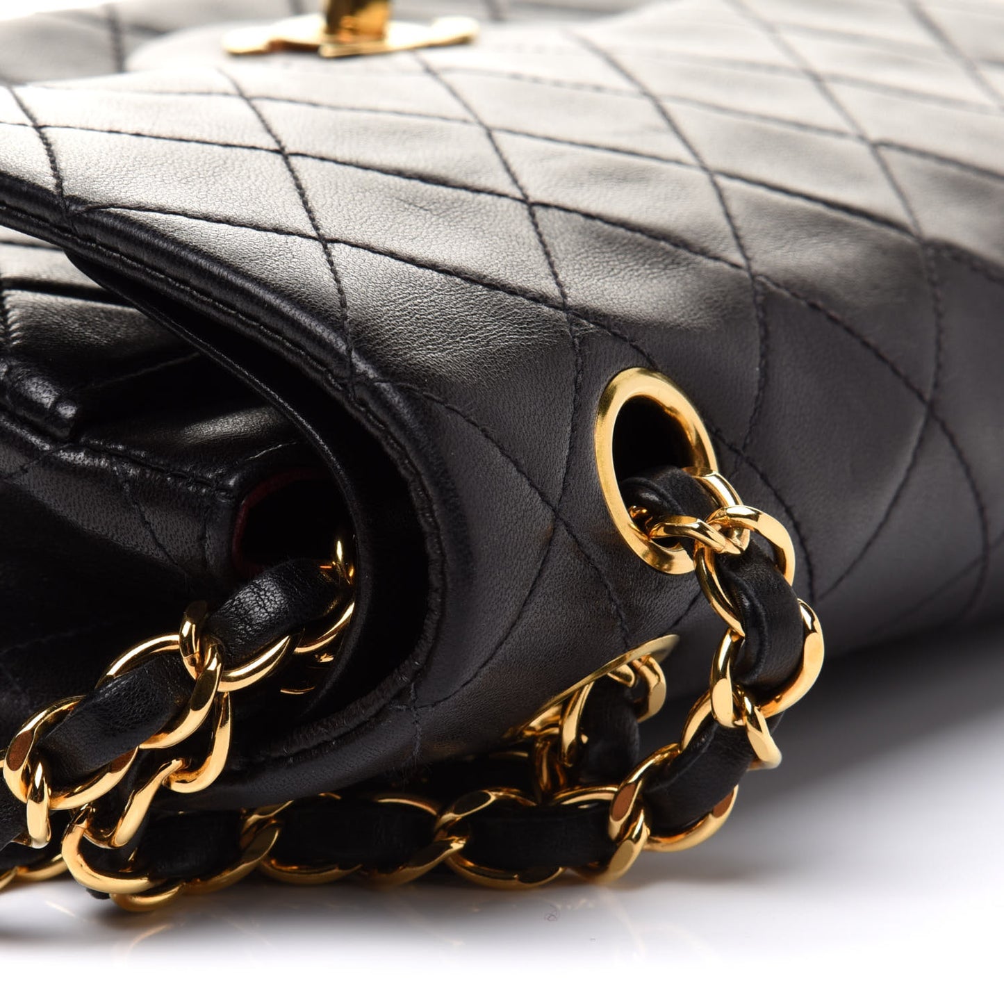 Lambskin Quilted Small Double Flap Black