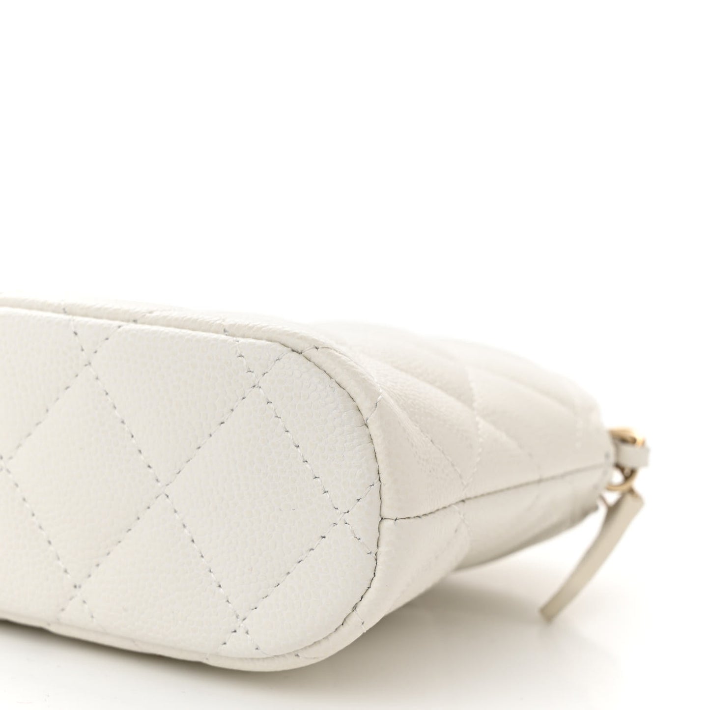 Caviar Quilted Classic Clutch With Chain White