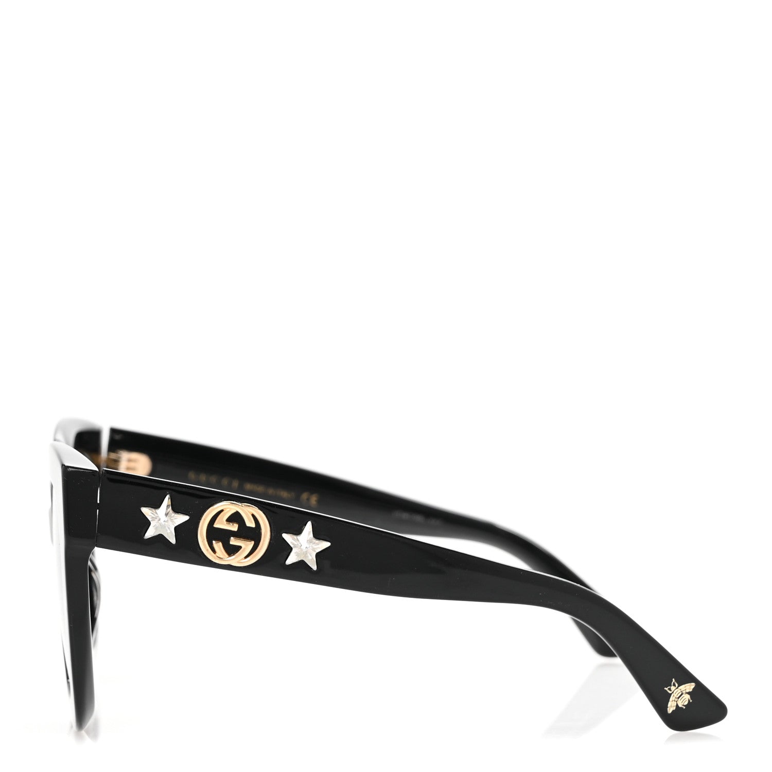 Gucci Acetate Crystal Star Round Frame Sunglasses GG0208S Black 3 of 8