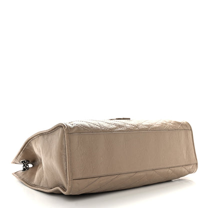 Saint Laurent Crinkled Calfskin Matelasse Monogram Large Niki Shopper Tote Dusty Grey 4 of 13