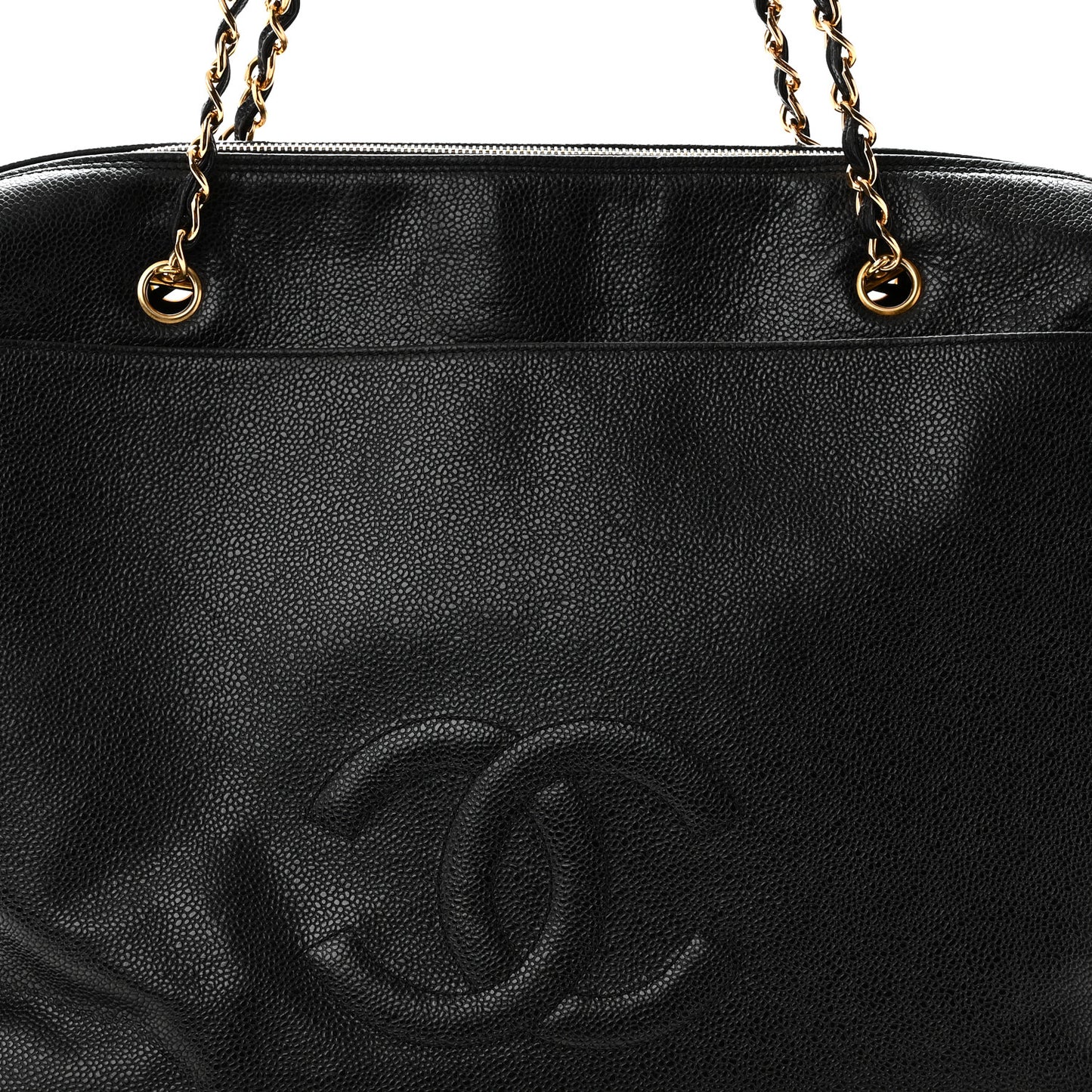 Caviar Large CC Shoulder Bag  Black