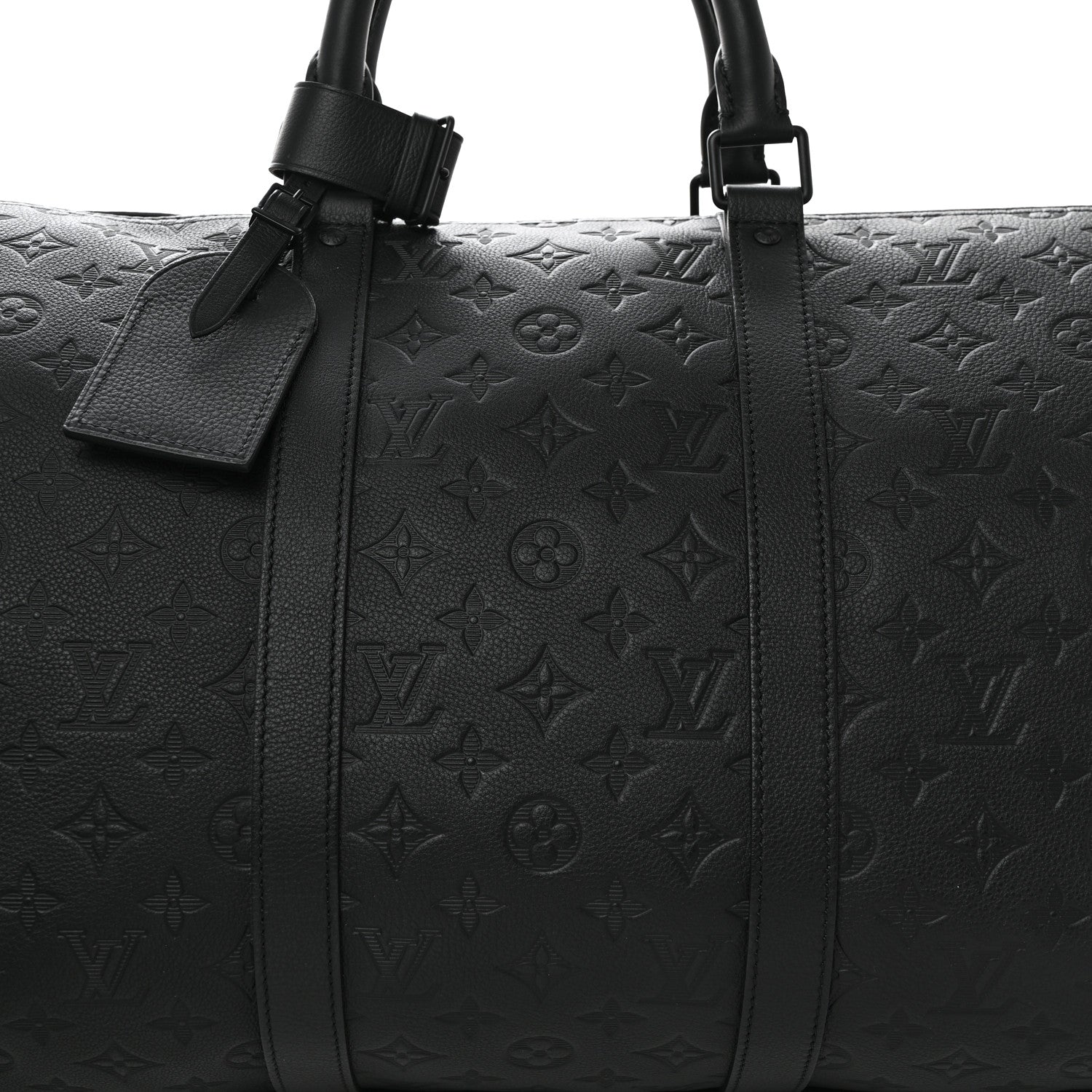Louis Vuitton Calfskin Shadow Monogram Keepall Bandouliere 50 Black 6 of 9