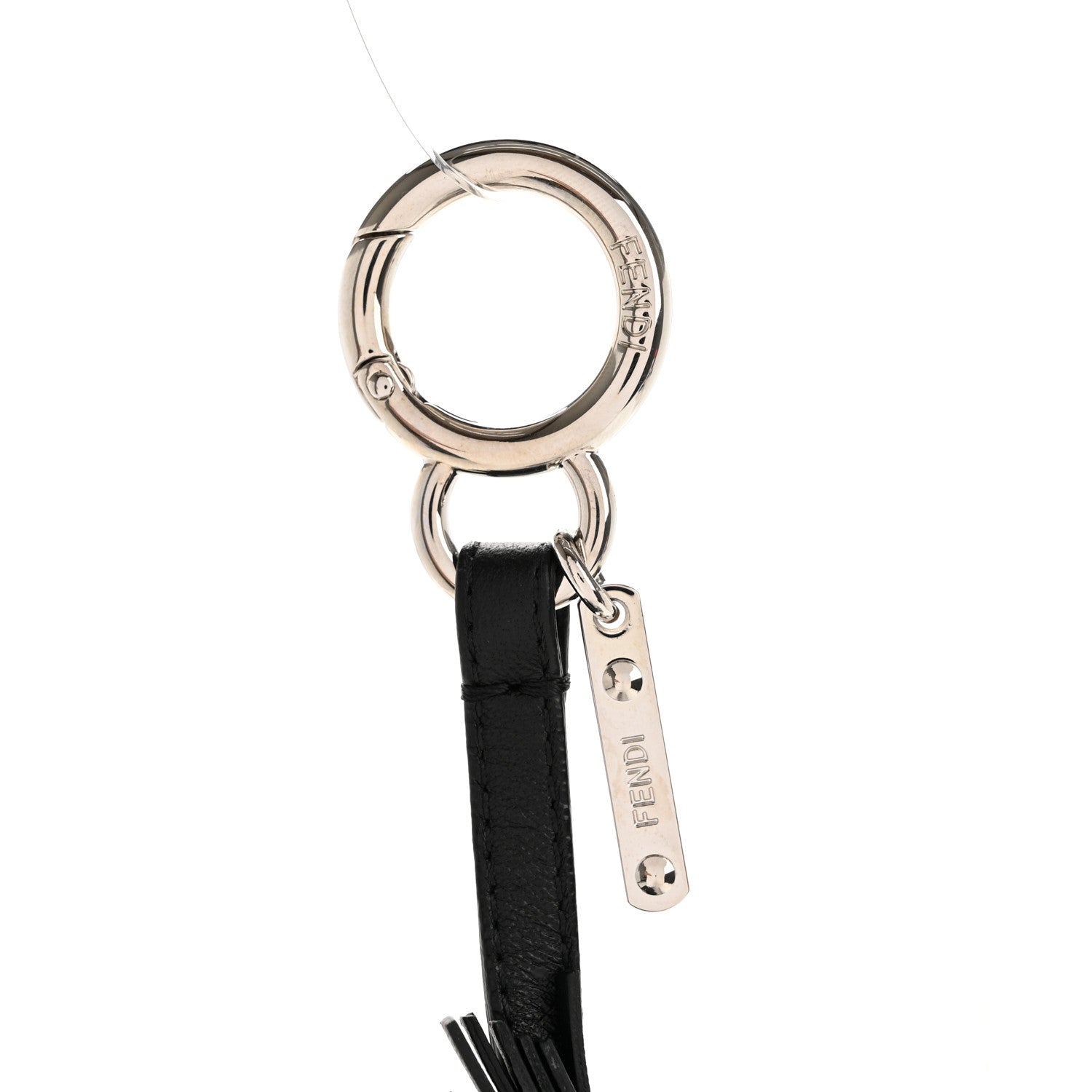 Fendi Lambskin Fox Fur Super Karlito Pom Pom Bag Charm Black White 3 of 6
