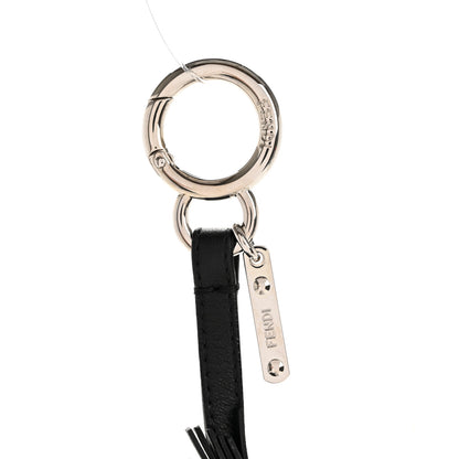 Fendi Lambskin Fox Fur Super Karlito Pom Pom Bag Charm Black White 3 of 6