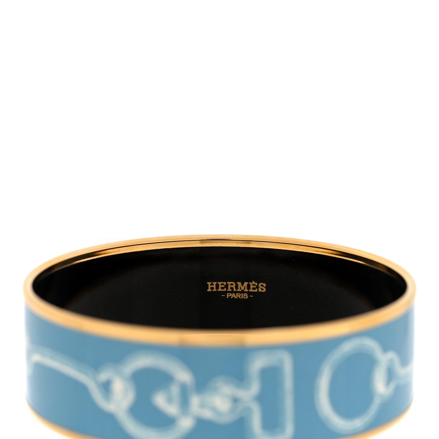 Hermes Enamel Printed Inventaire Poetique Pour Un Conte Sellier Wide Bracelet 70 Crepuscule Bleu 4 of 5