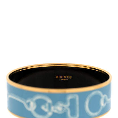 Hermes Enamel Printed Inventaire Poetique Pour Un Conte Sellier Wide Bracelet 70 Crepuscule Bleu 4 of 5