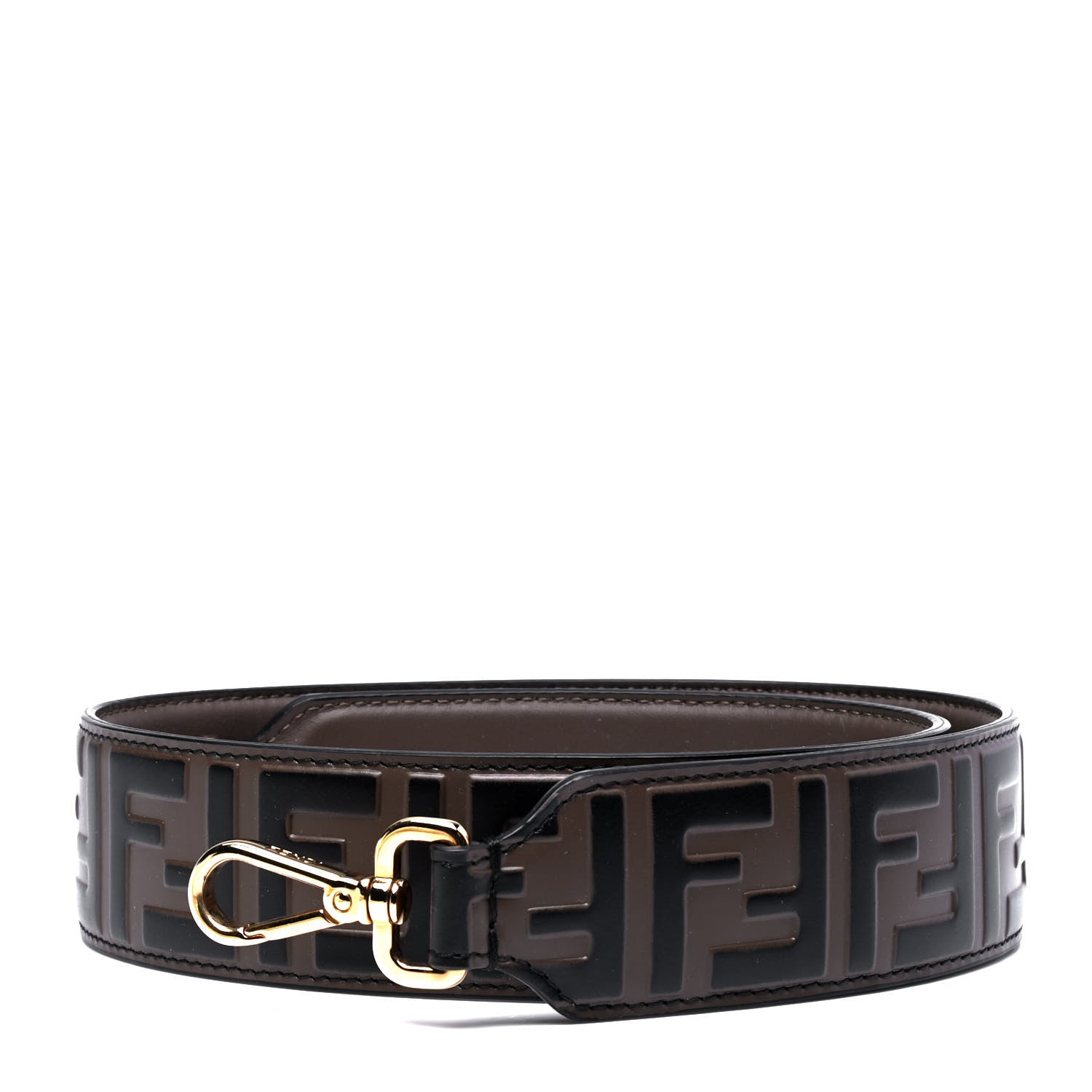 Fendi Vitello Century Bi-Color FF 1974 Embossed Strap You Maya Black 1 of 5