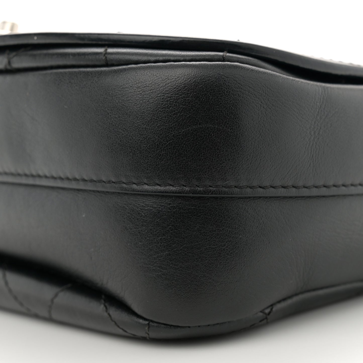 Calfskin Stitched Ring My Bag Flap Crossbody Bag Black