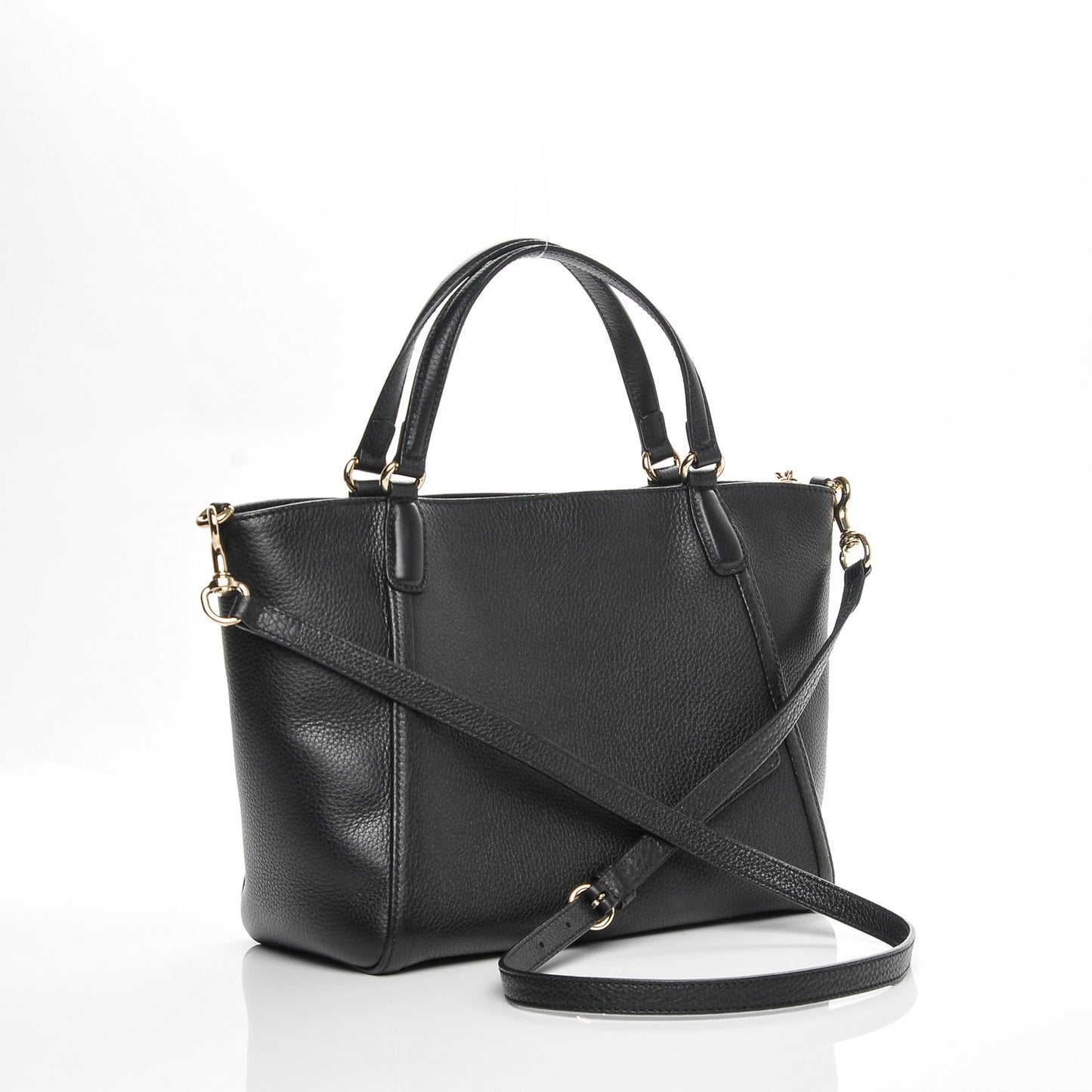 Pebbled Calfskin Small Soho Top Handle Bag Black