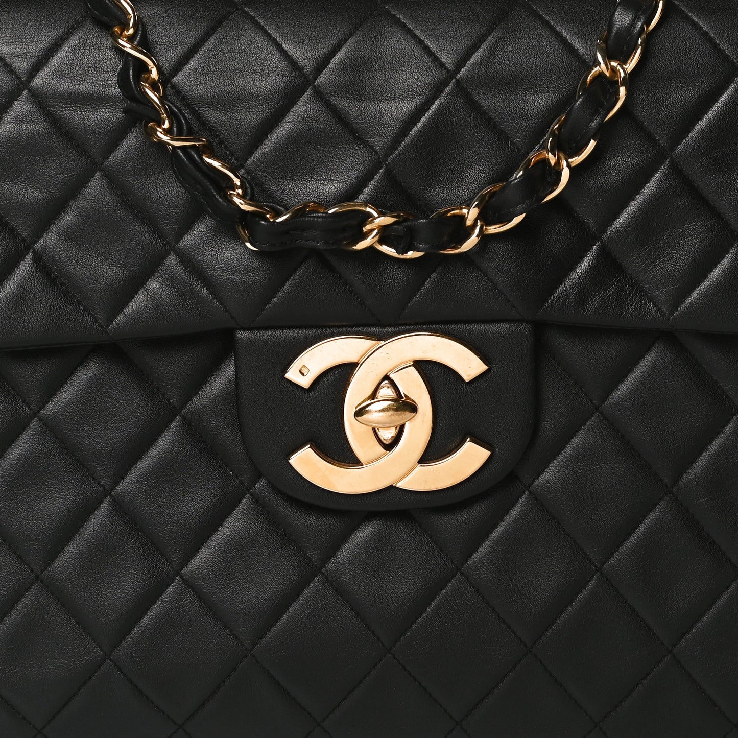 Lambskin Quilted XL Jumbo Single Flap Black