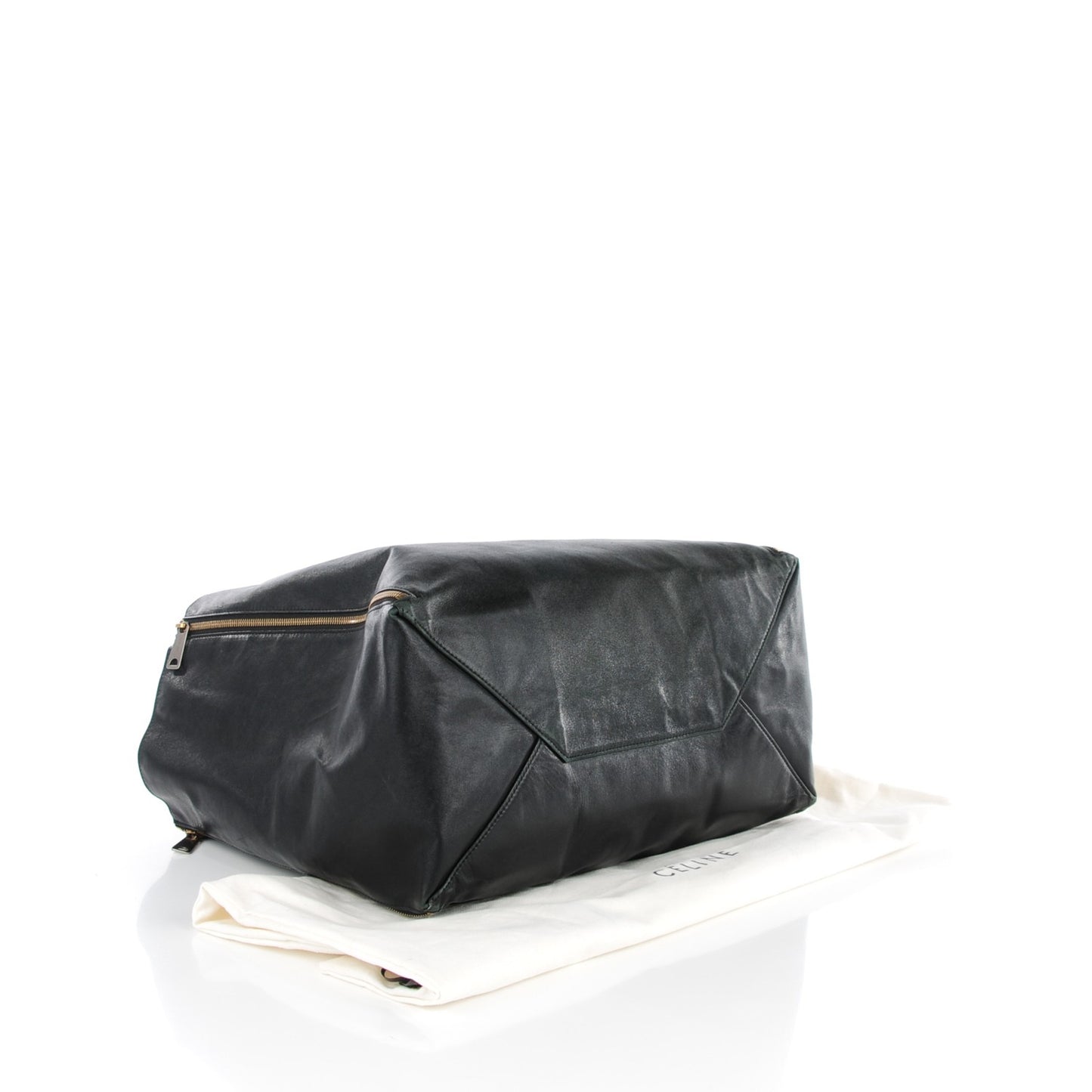 Smooth Lambskin Horizontal Zipper Gusset Cabas Black