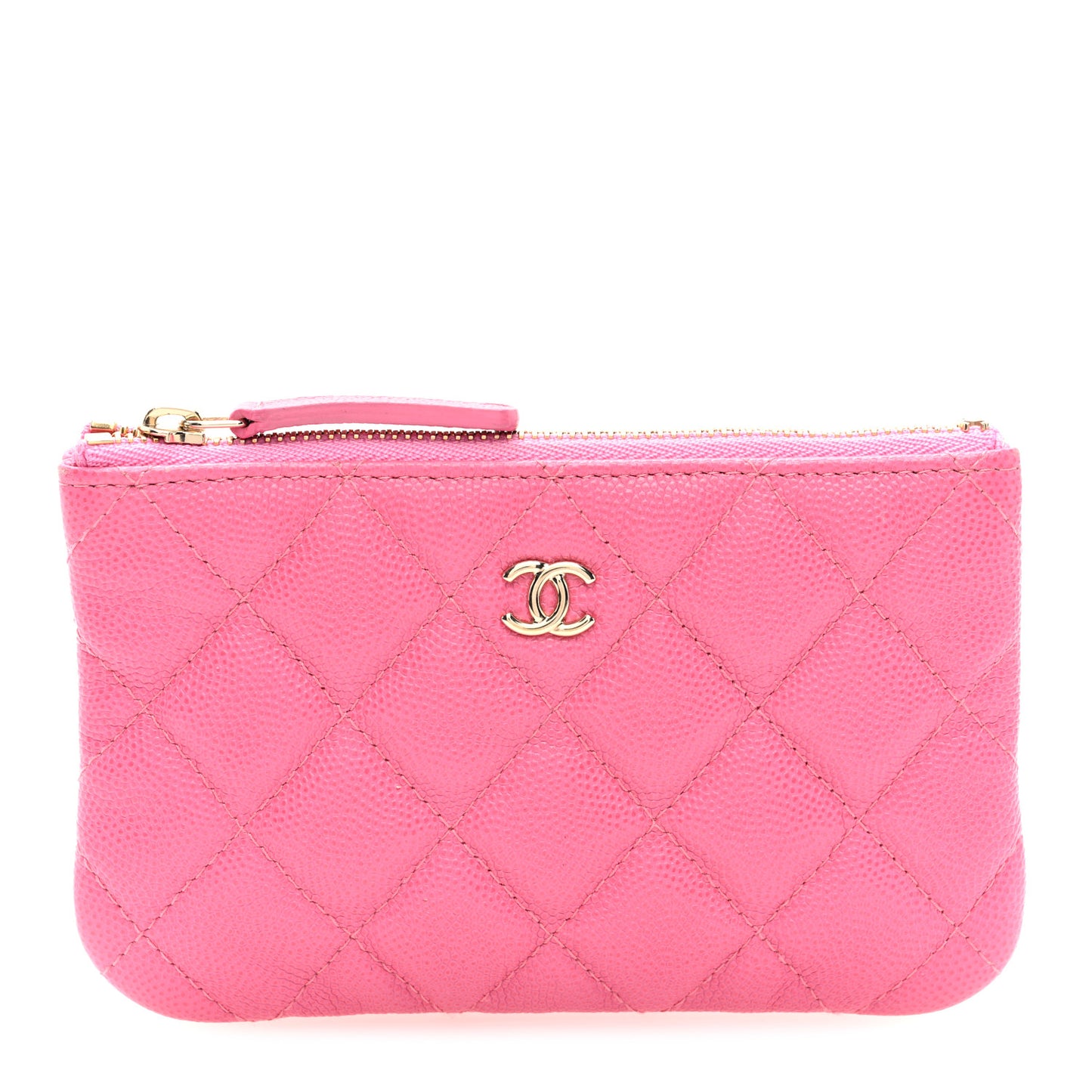 Caviar Quilted Small Cosmetic Case Pink