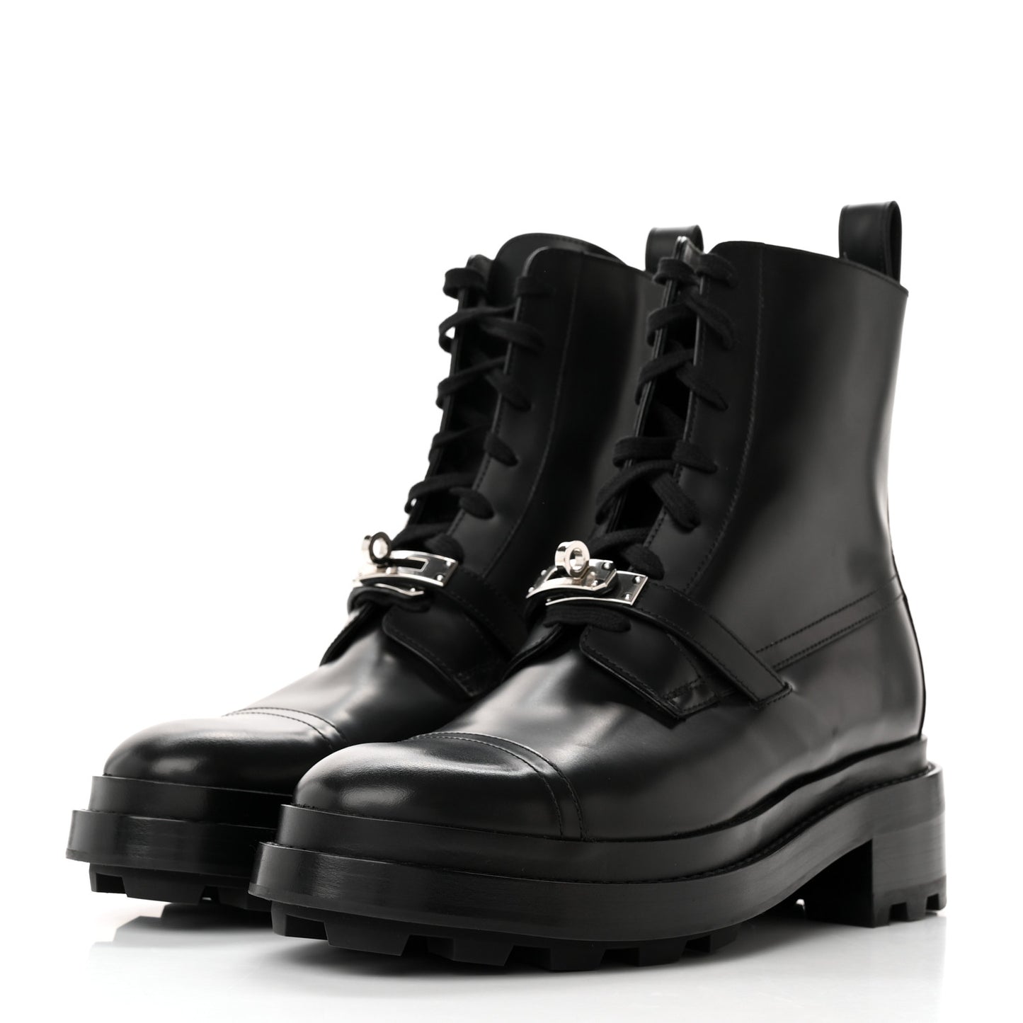 Glossed Calfskin Funk Ankle Boots 38 Black