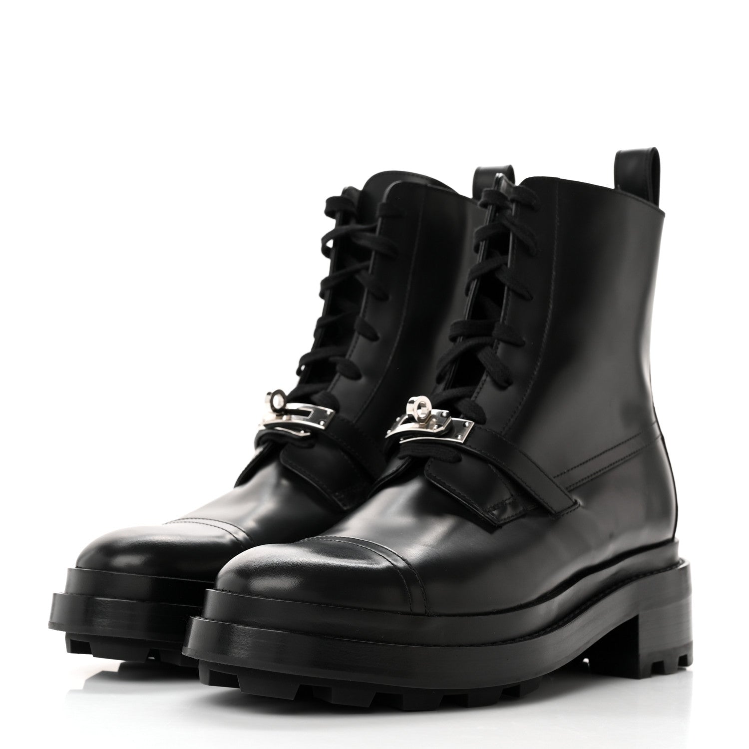 Hermes Glossed Calfskin Funk Ankle Boots 38 Black 3 of 12