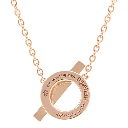 Hermes 18K Rose Gold Diamond Finesse Pendant Necklace 4 of 6