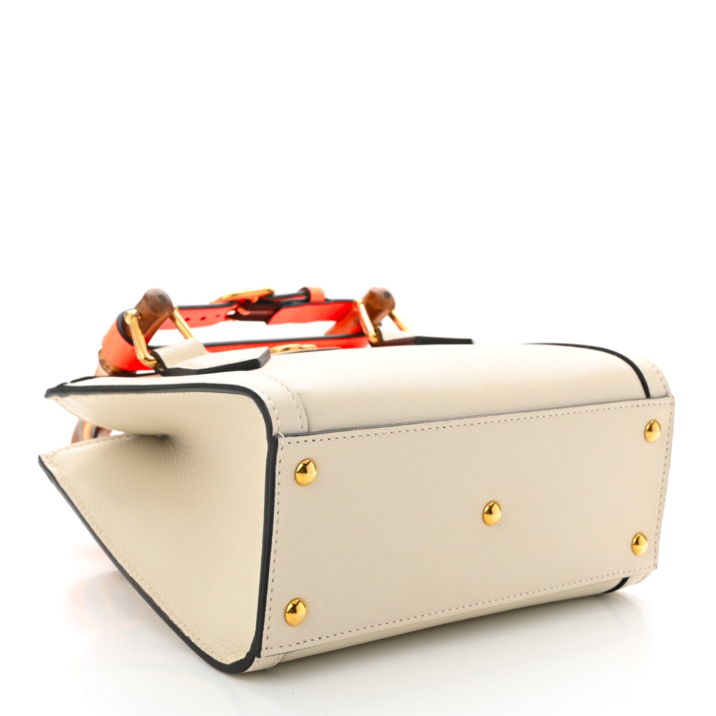 Wonka Grain Calfskin Mini Diana Tote Bag Mystic White Orange Fluo