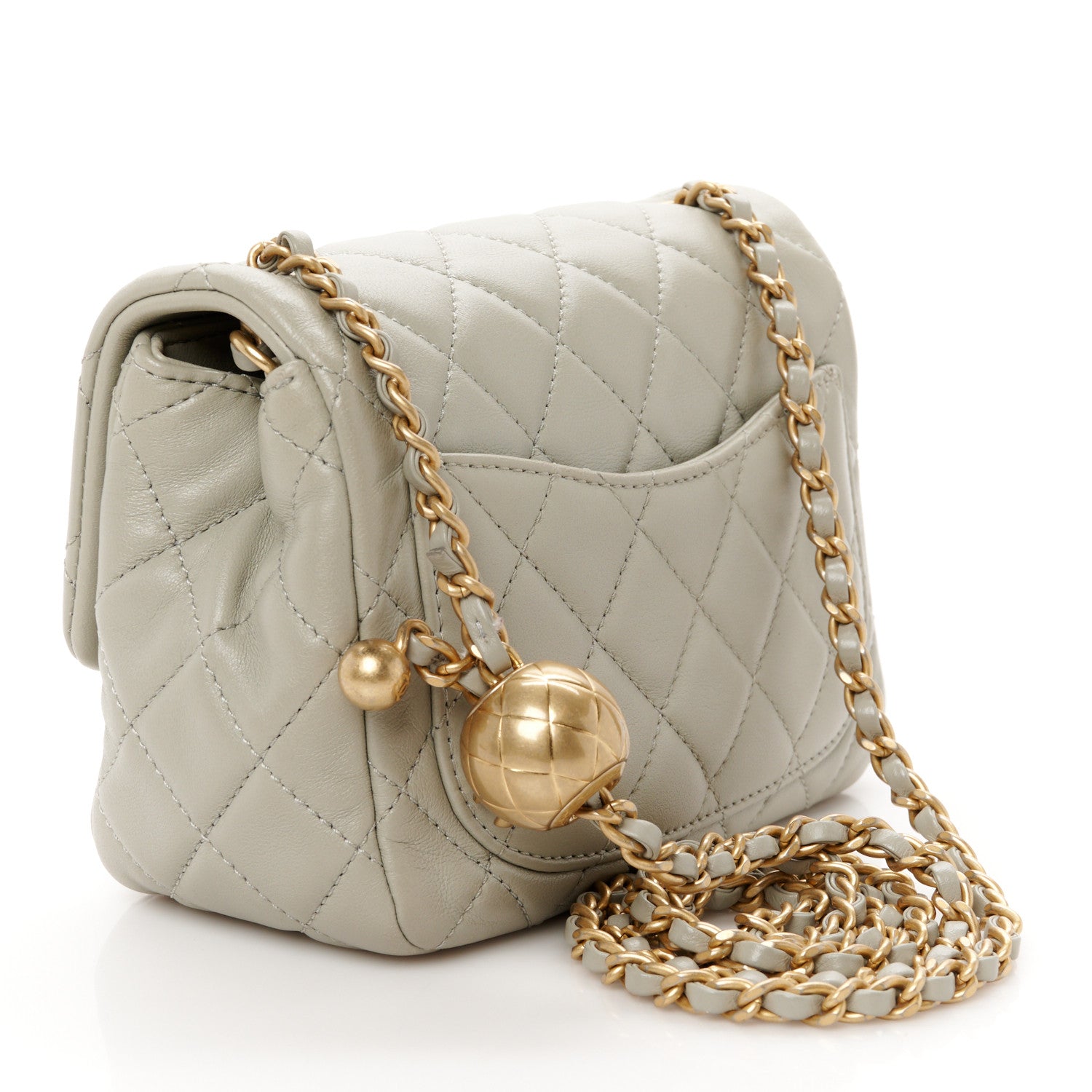 Chanel Lambskin Quilted Mini Pearl Crush Flap Light Grey 3 of 11