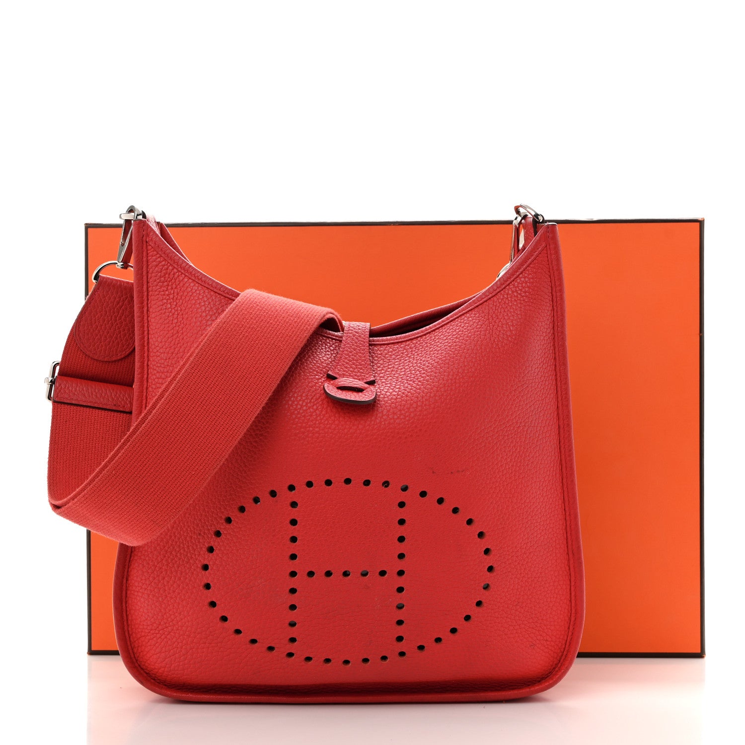 Hermes Taurillon Clemence Evelyne III PM Rouge Tomate 14 of 14