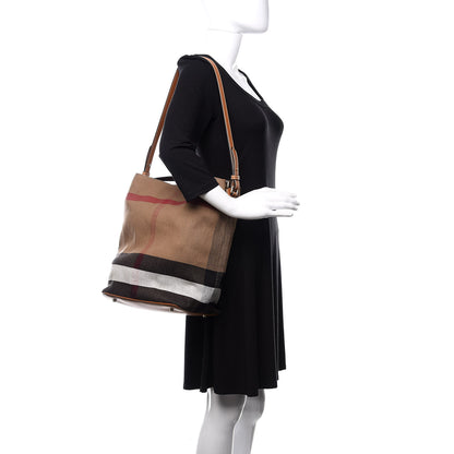 Burberry Canvas Mega Check Medium Ashby Hobo Saddle Brown 2 of 11