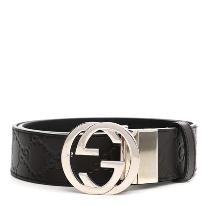 Gucci Guccissima Signature Interlocking G Reversible 37mm Belt 85 34 Black Cocoa 1 of 6