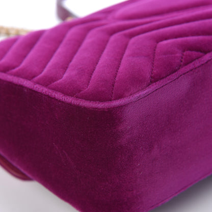 Gucci Velvet Matelasse Small GG Marmont Shoulder Bag Fuchsia Violet Cyclamen 12 of 18