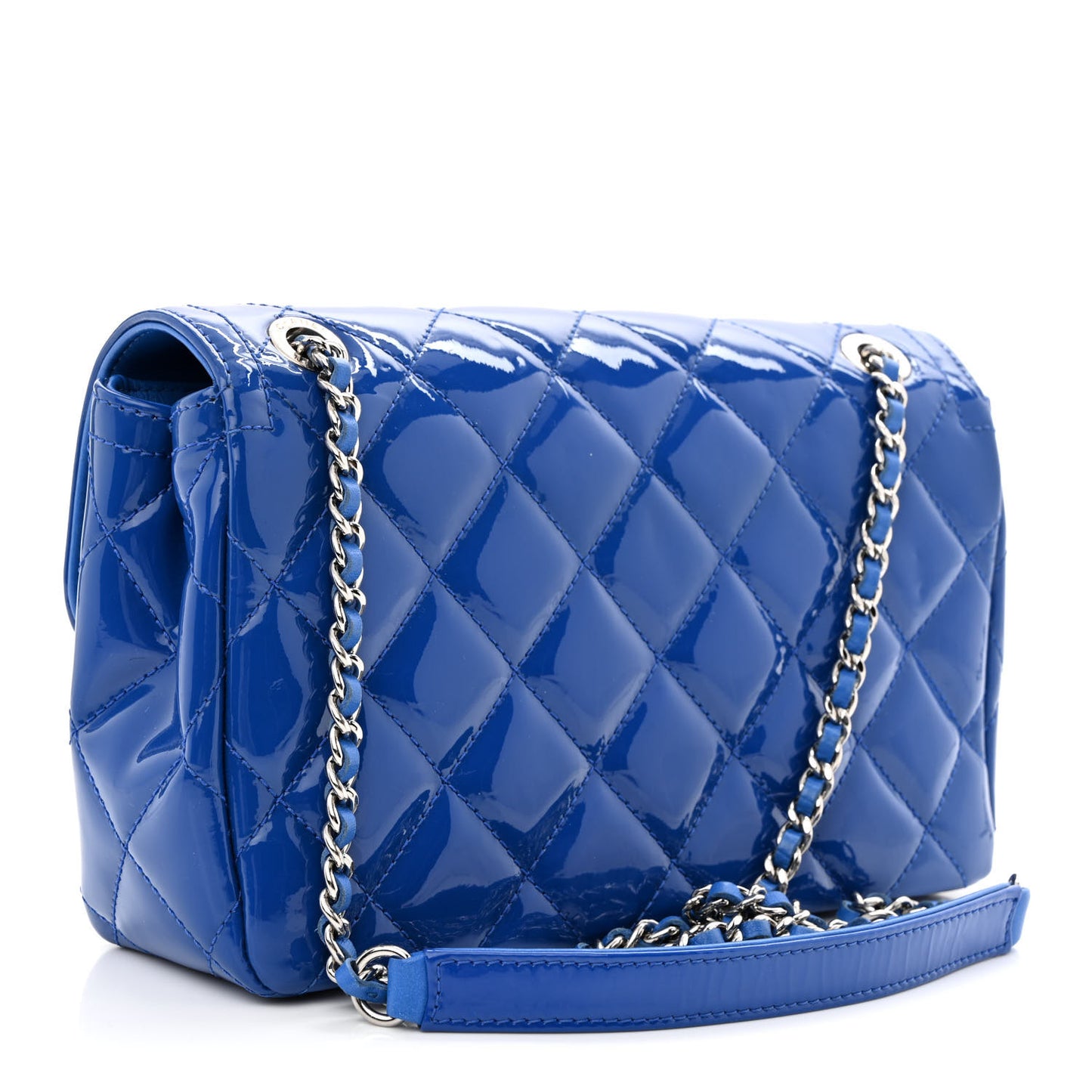 Patent Quilted Small Coco Shine Flap Blue